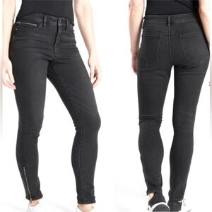 Athleta SculpTek black carbon wash skinny black zip ankle jeans 8